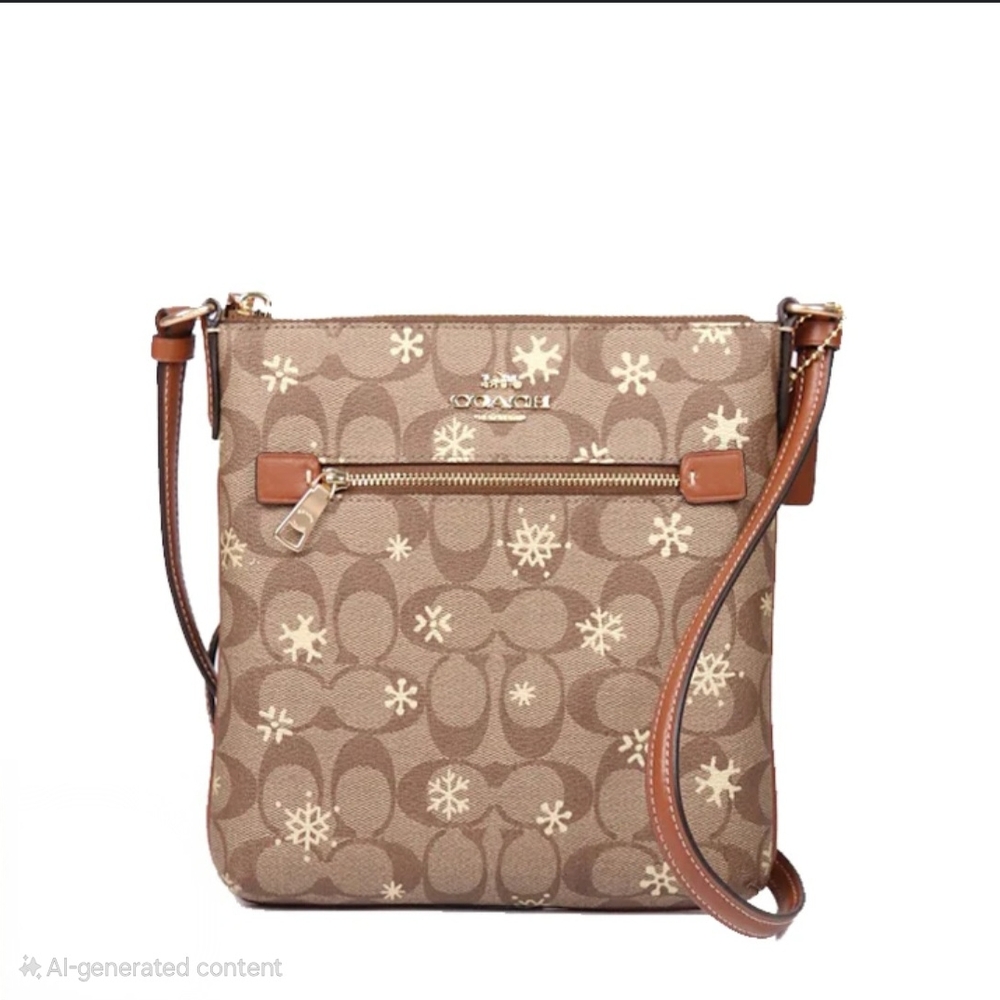 Coach Brown Crossbody Bag With Snowflakes